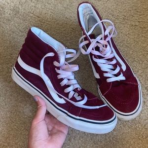 Red felt vans sneakers